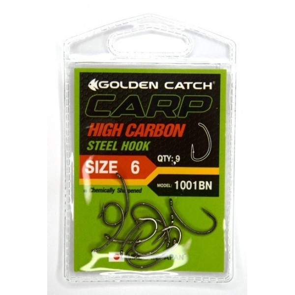 Гачки для риби, GC Carp 1001, 9шт/уп, колір BN, розмір №6